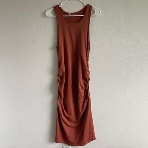 Maternity Orange Short Sleeve Bodycon Midi Length Dress